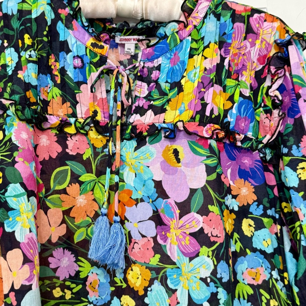 Johnny Was Wild Bloom Ruffle Yoke Blouse XXL - Picture 9 of 15
